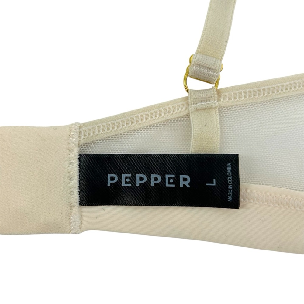 NWT PEPPER Limitless Wirefree Bra in White Smoke Size Large NEW - Picture 9 of 11